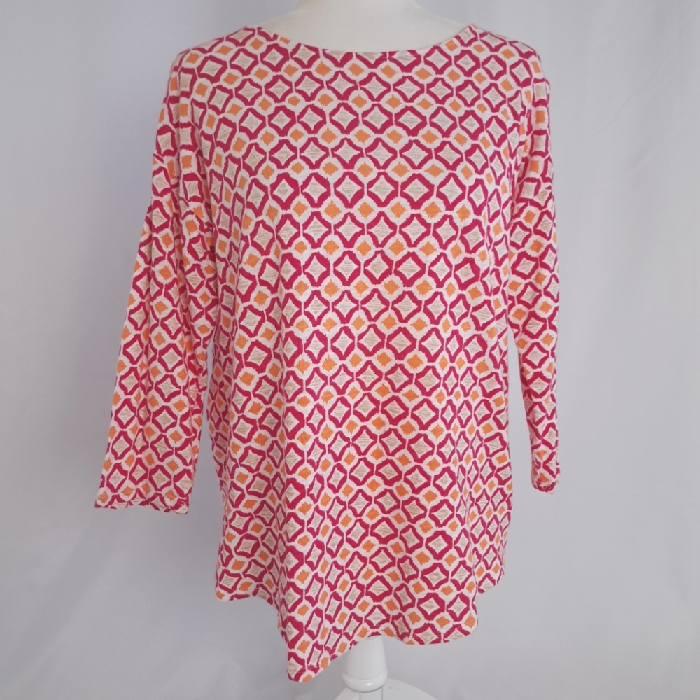 Chico's Geometric Print Boatneck Tee